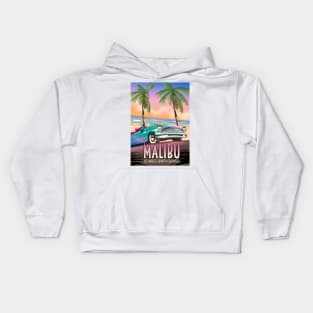 Malibu Los Angeles travel poster Kids Hoodie